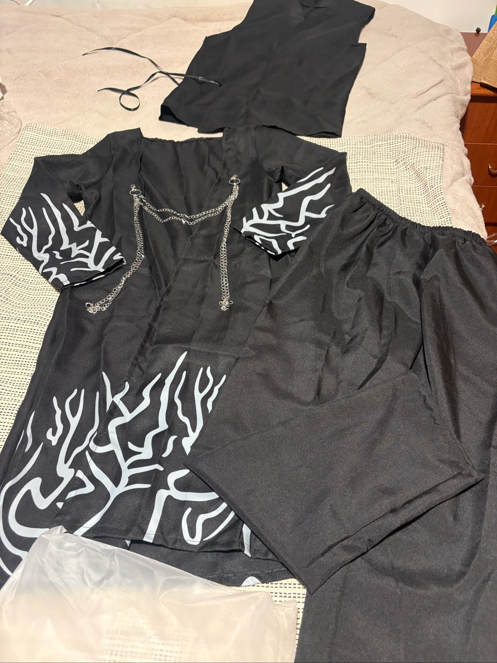 disfraz cosplay anime kimono negro túnica traje conjunto costume outfit